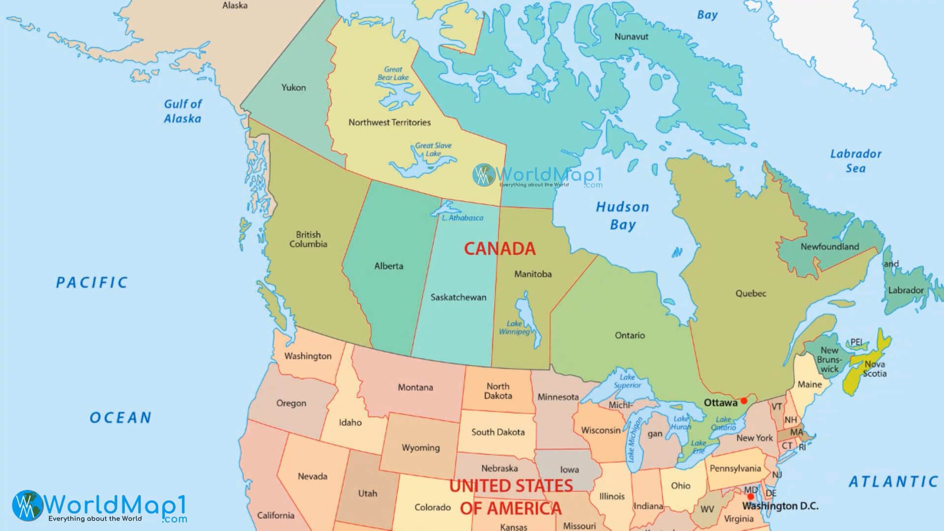 States Map of Canada and USA